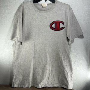 Champion Men's Vintage Navy Cotton T-shirt Crewneck Big C Patch Logo Size XL